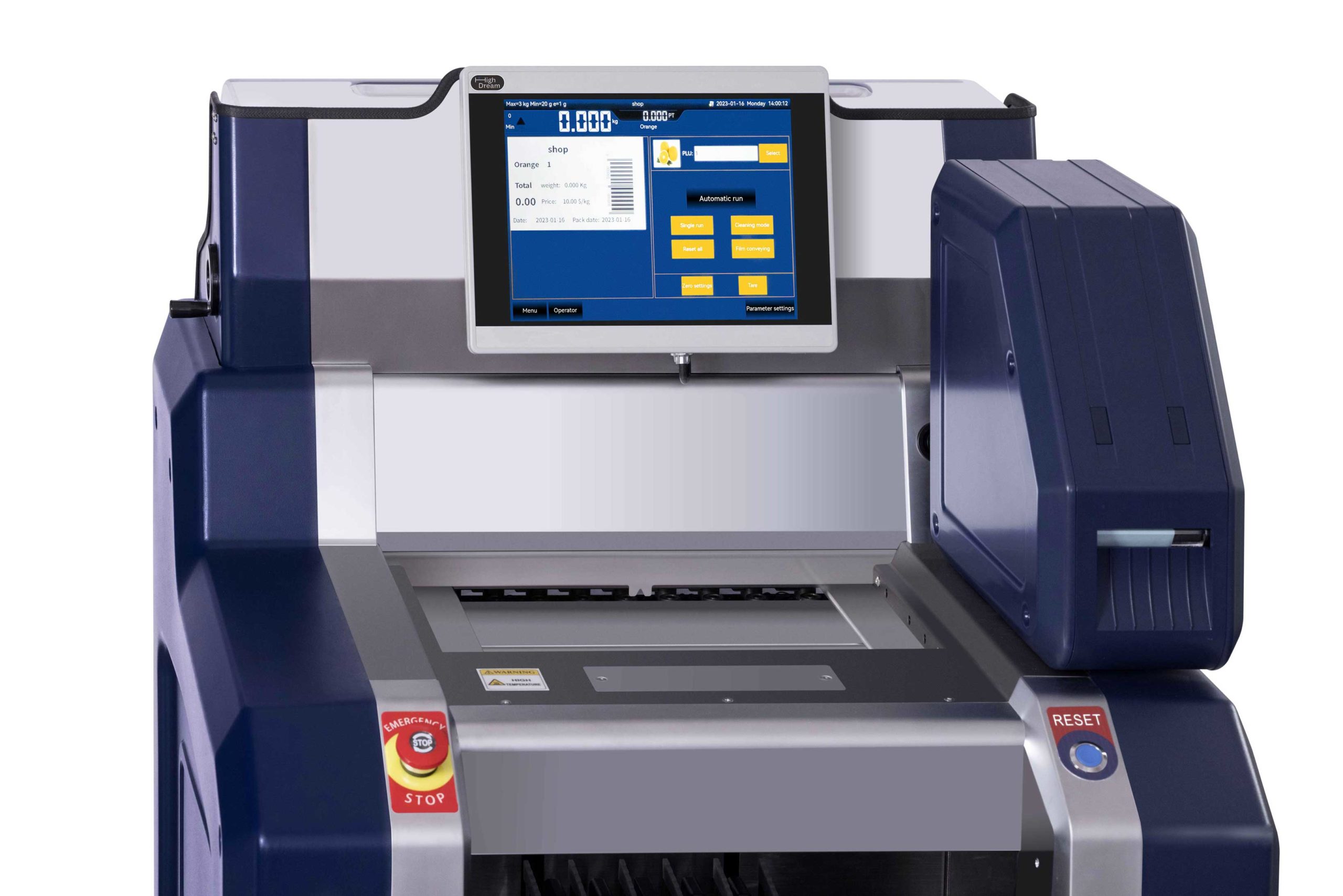 Screen close up, Weighing Wrapping and Labelling Machine | High Dream